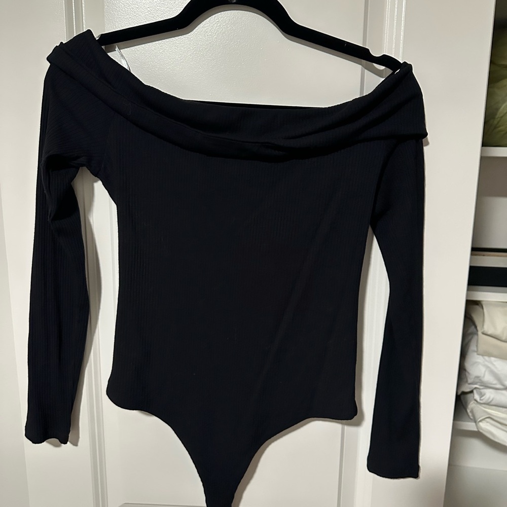 Privacy Please Black Off-Shoulder Bodysuit